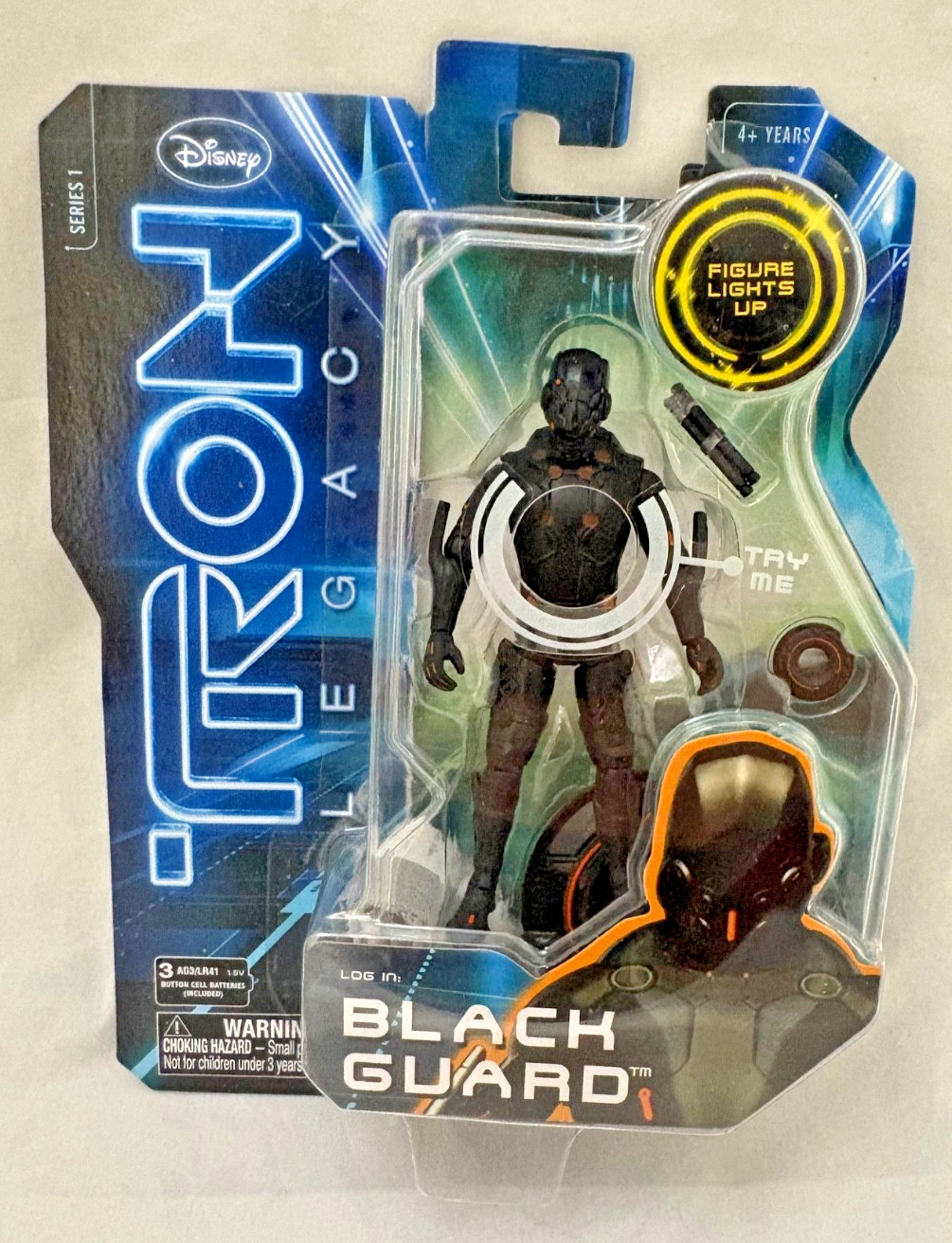 Tron Legacy: BLACK GUARD – 4&Prime; – Action Figure – 2010 – Disney – Spin Master -NEW