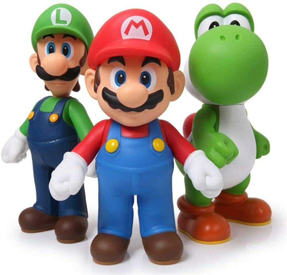 Super Mario Bros Luigi Yoshi & Mario 4.5&Prime; Action Figures Birthday Gift Toys Set