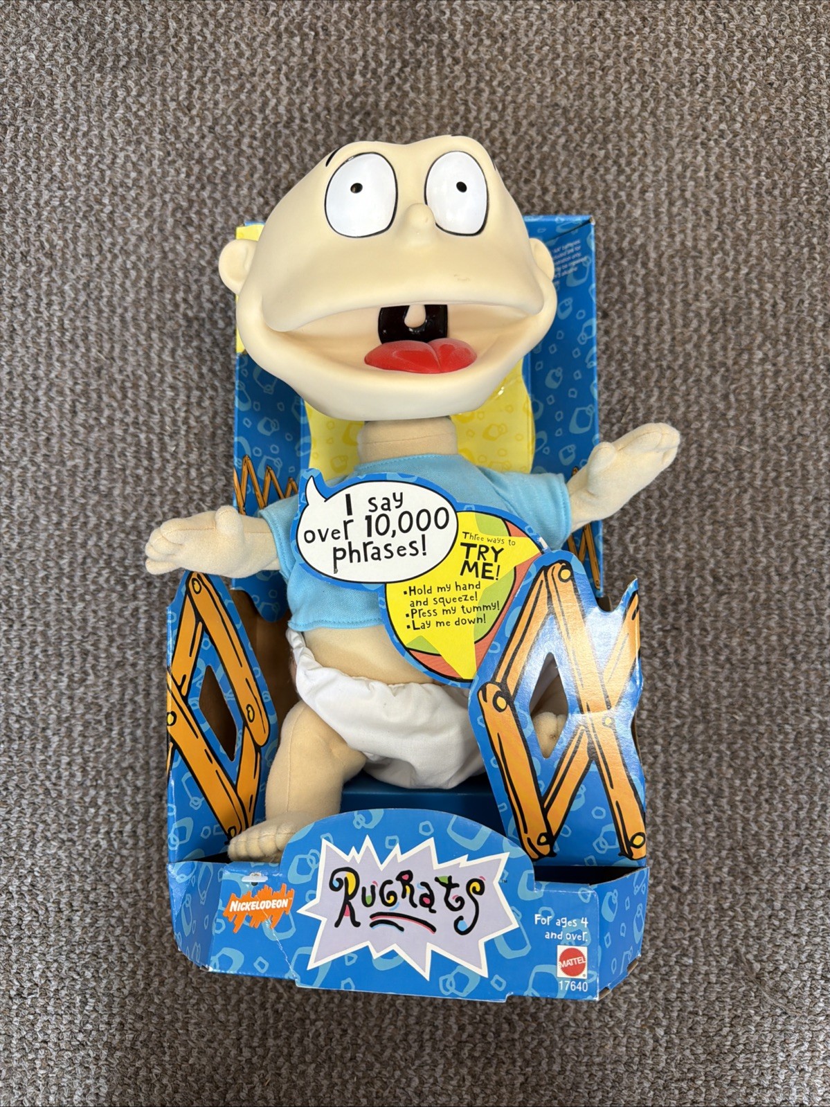 1997 Mattel Nickelodeon Rugrats Plush Talking Tommy Pickles New In Box