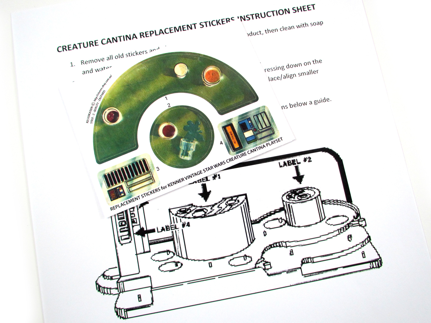 CUSTOM STICKERS for Kenner STAR WARS VINTAGE CREATURE CANTINA PLAYSET