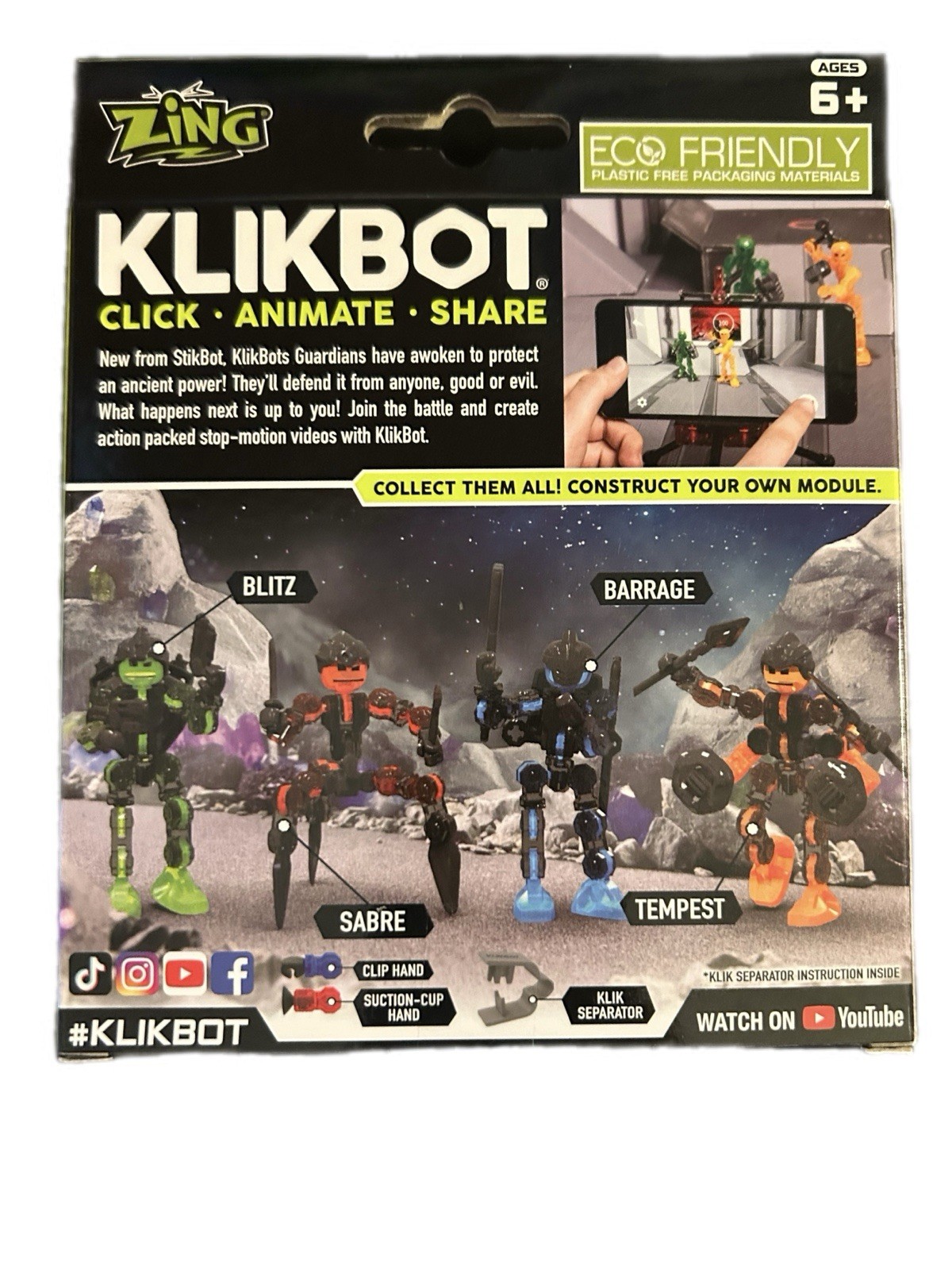 NEW Klikbot Stop Motion Animation Figure Red Guardian Sabre with Accessories