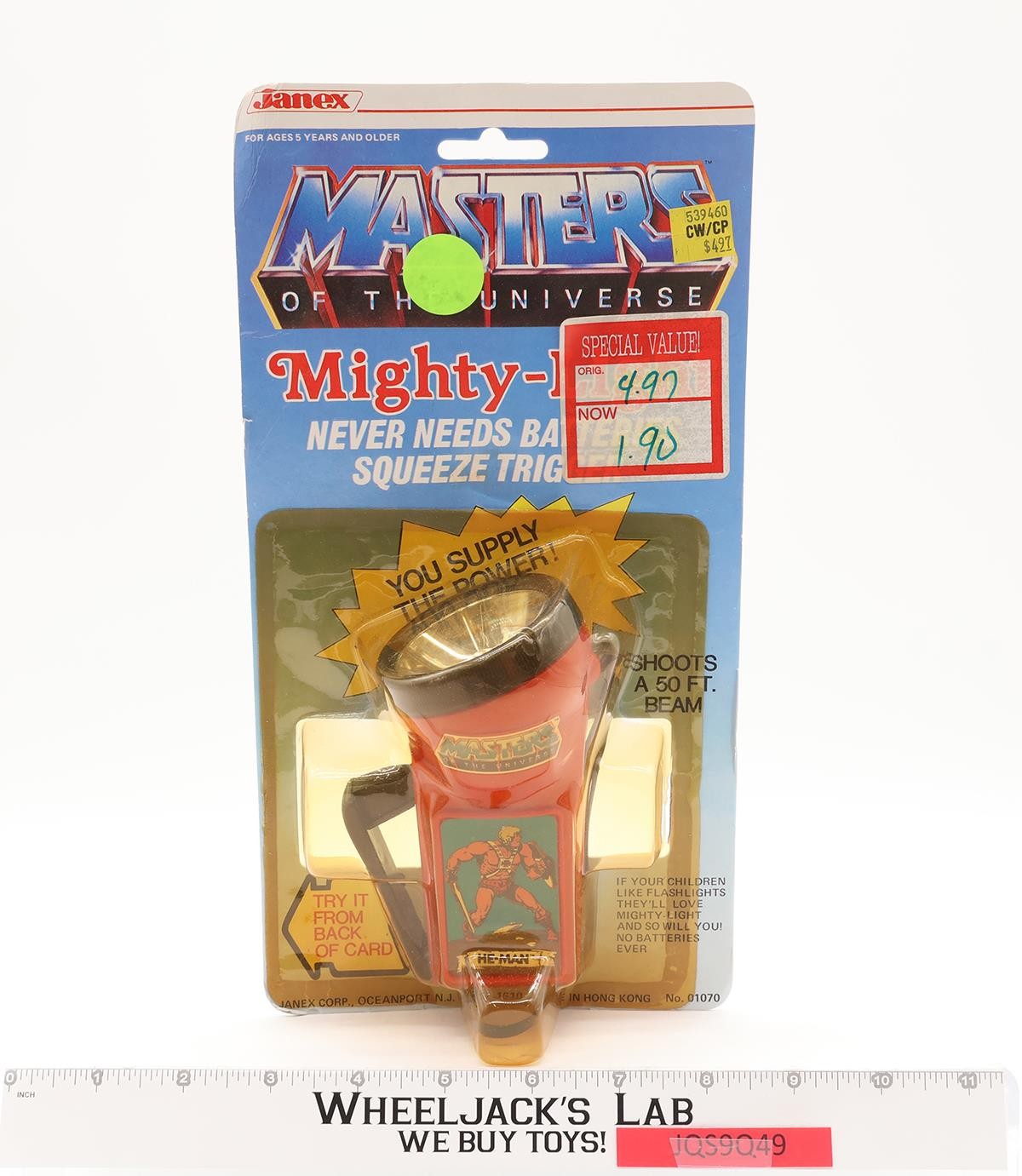 Mighty-Light Flashlight He-Man Masters of the Universe 1983 Janex NEW SEALED