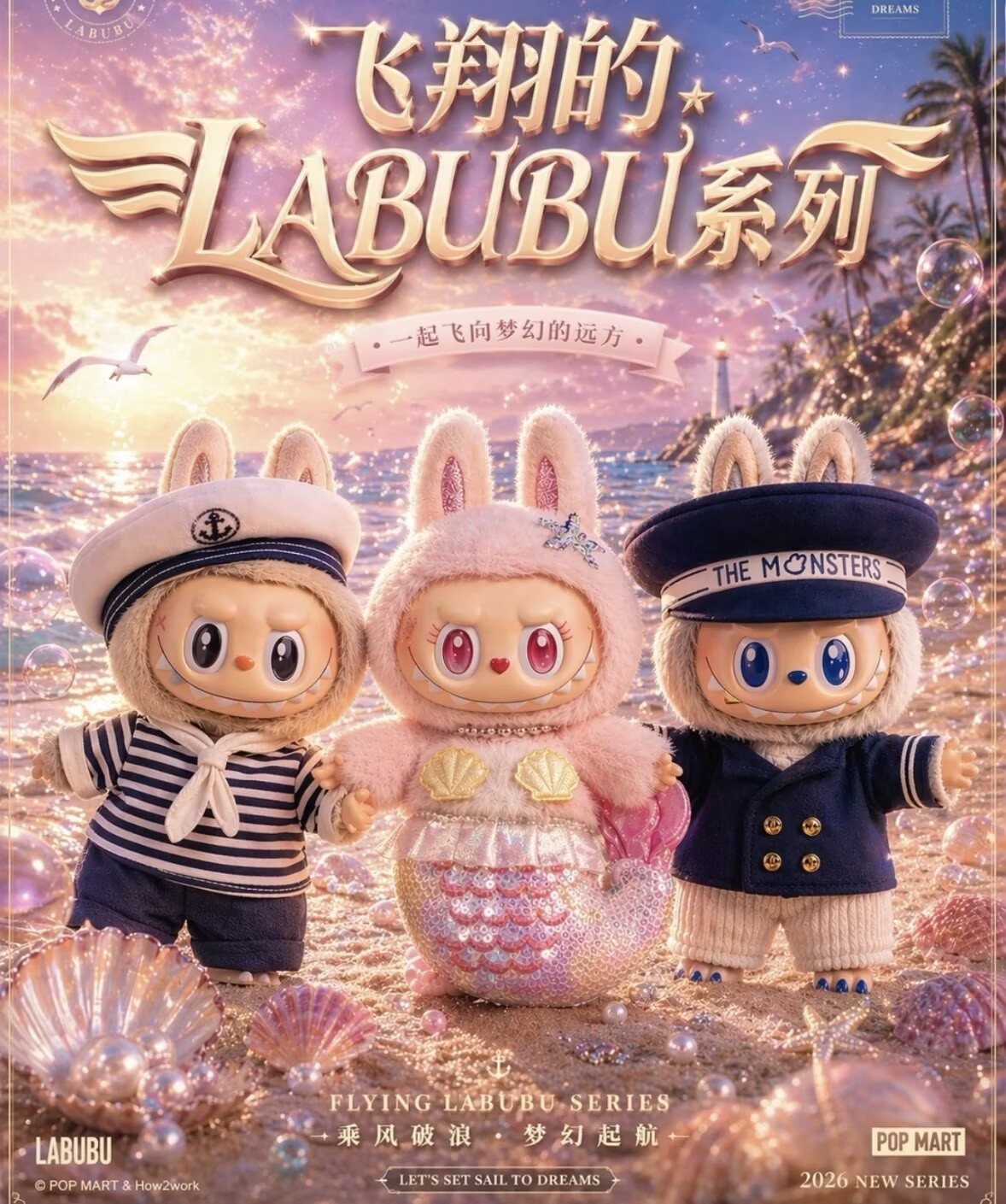 Authentic The Monsters Flying Series Figures Toy Plush Pendant Toy New Gift Doll