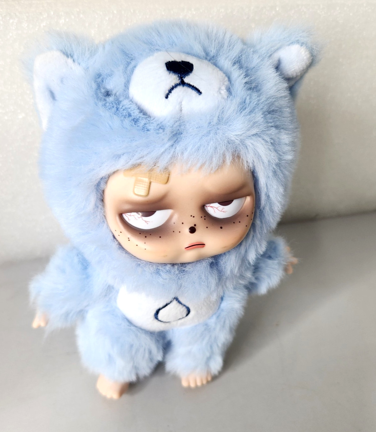Sleepless Grumpipi JIONG JIONG Vinyl Face Plush Blue Gamer with Keychain