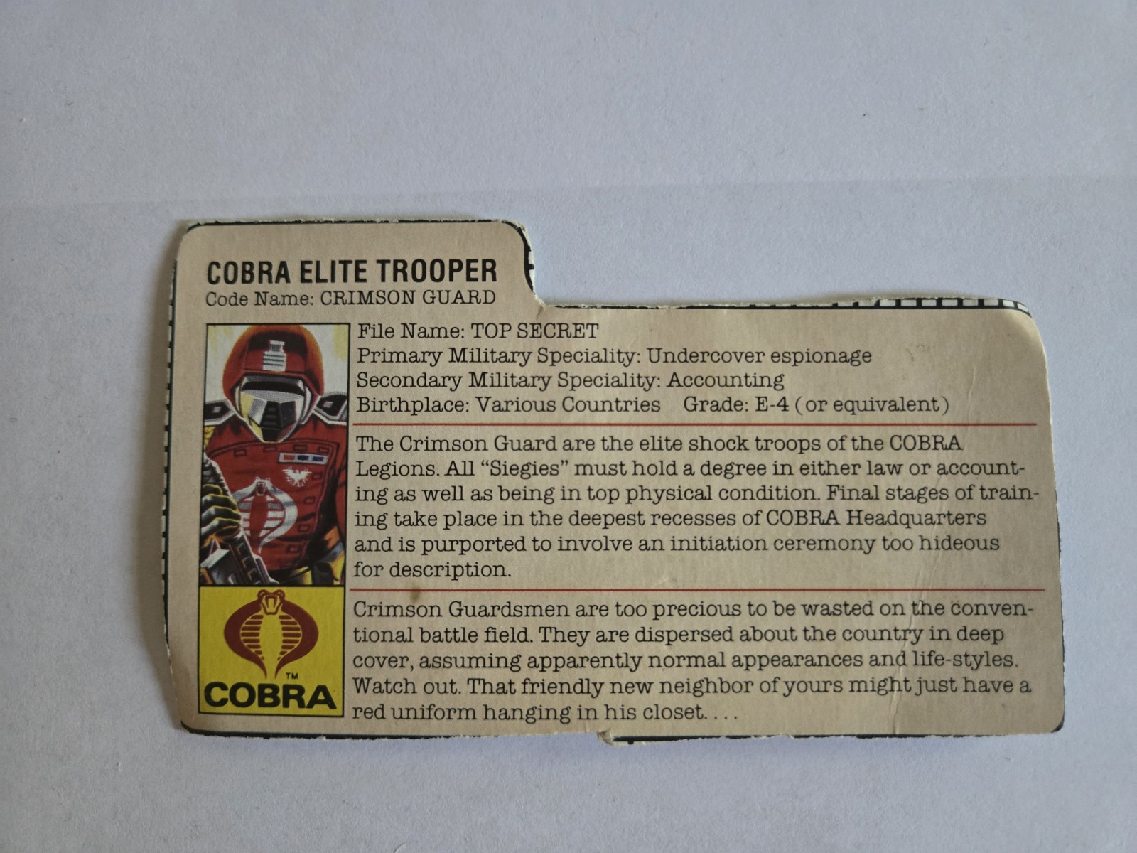 Cobra Crimson Guard 1985 Complete