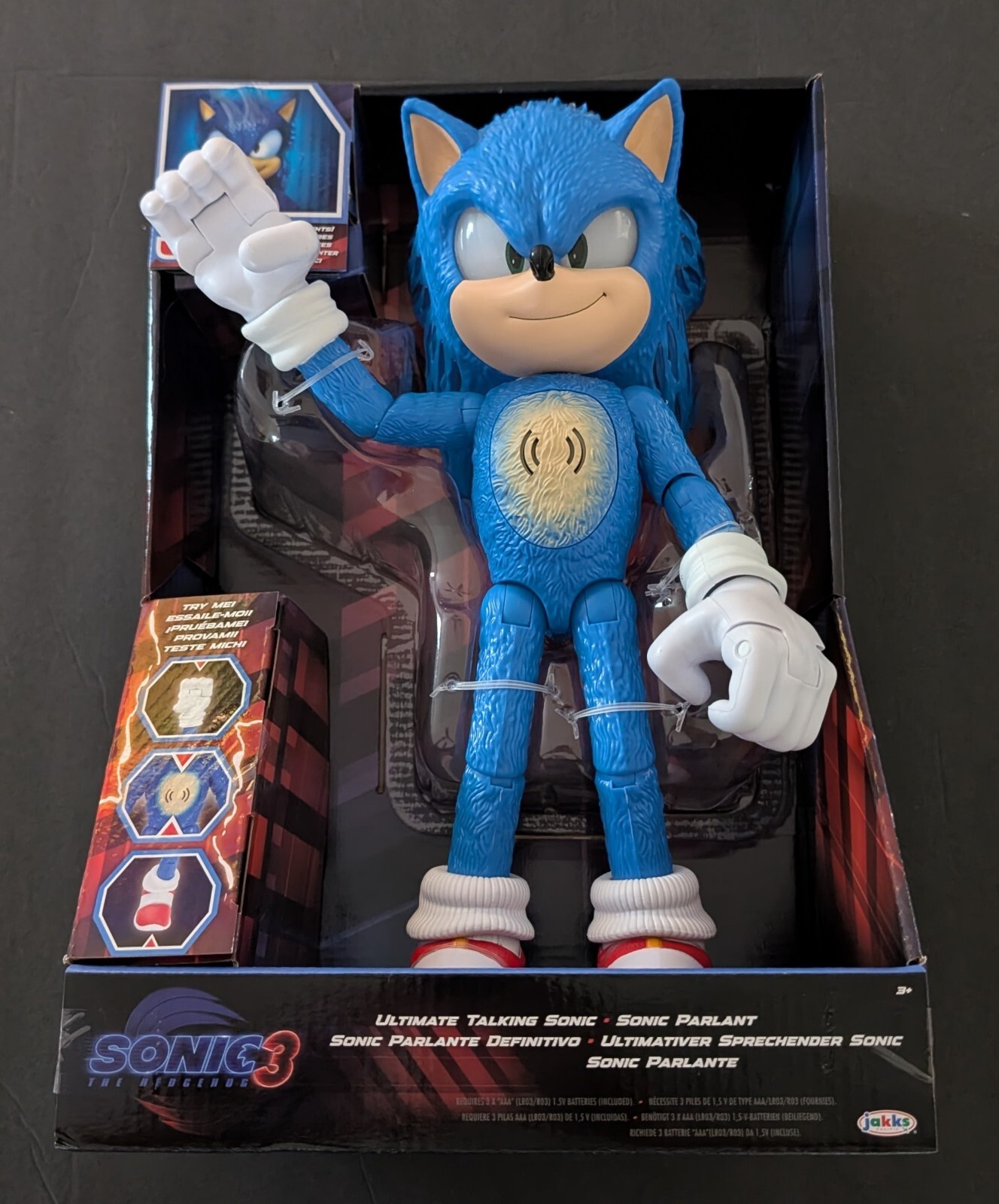 Sonic 3 Ultimate Talking Sonic By Sega (3+) 14&Prime; H Christmas Birthday Gift New