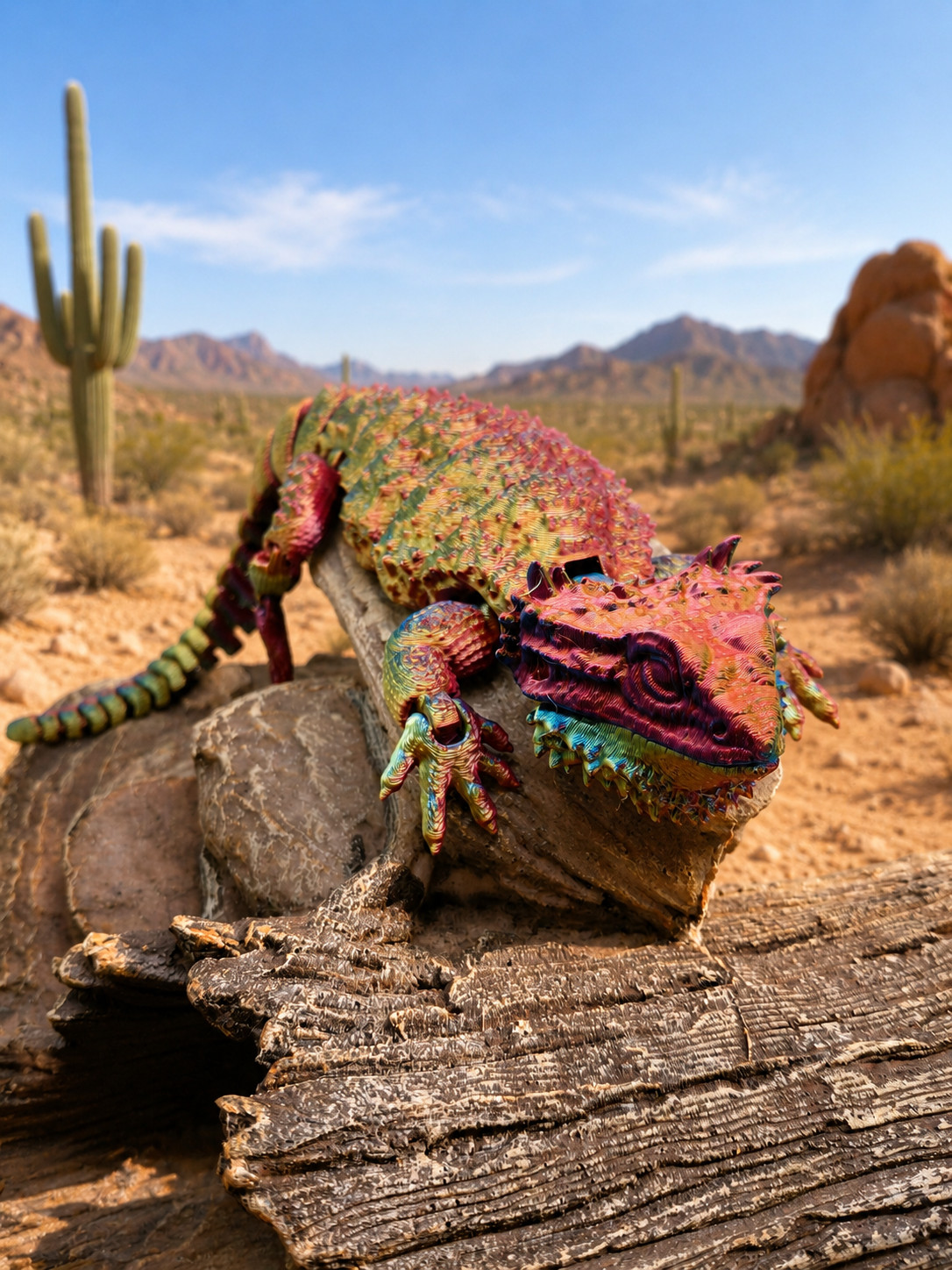 3D Printed Bearded Dragon Articulated Lizard Figure Collectable Multi Color