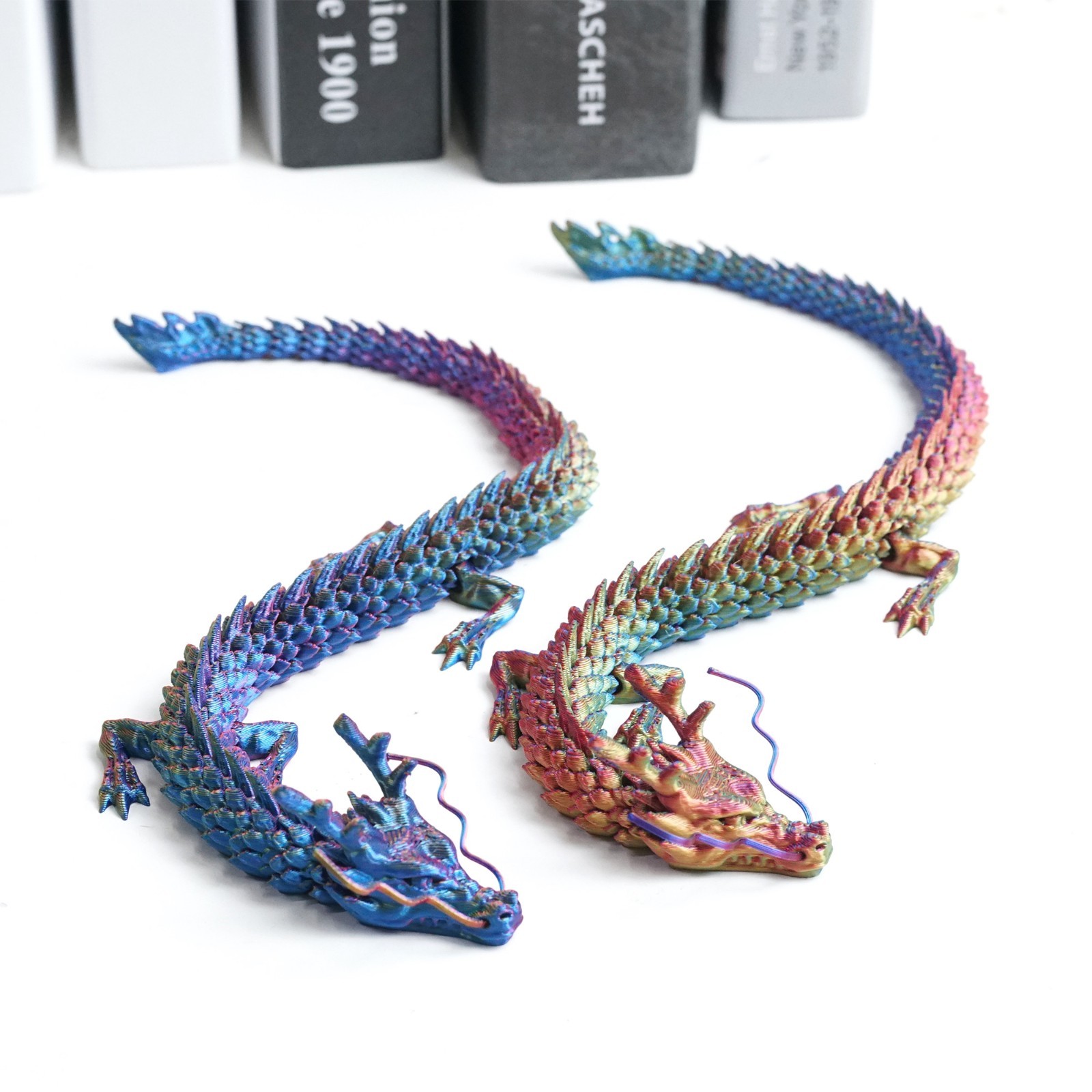 2PCS 12inch 3D Printed Dragon Model,Articulated Animals figure,Toys Home Decor
