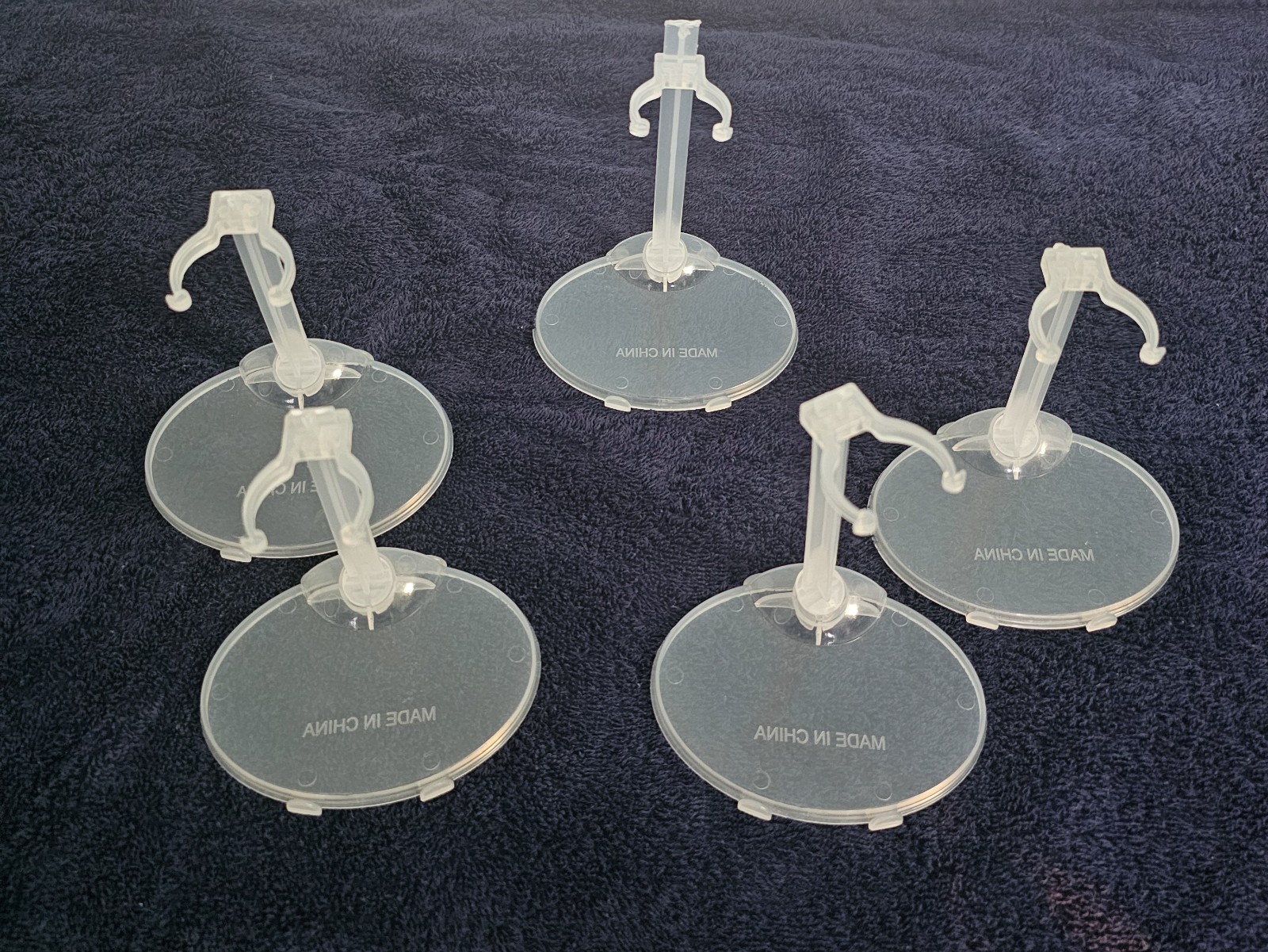 5 CLEAR PLASTIC FIGURE STANDS FOR 6 INCH FIGURES