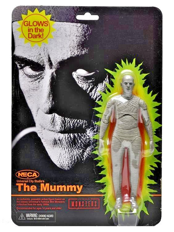 NECA Universal Monsters The Mummy Retro Glow in the Dark 7&Prime; Tall Action Figure