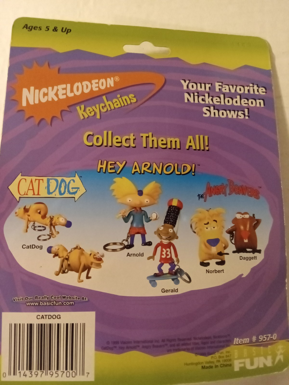 Hey Arnold! CatDog NICKELODEON Basic Fun Keychain 957-0 Sealed 1999