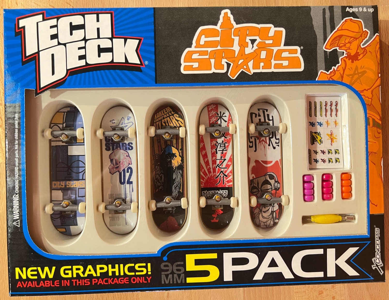 Vintage 2002 Tech Deck City Stars 5 Pack Fingerboards Skateboard EXCLUSIVE ART