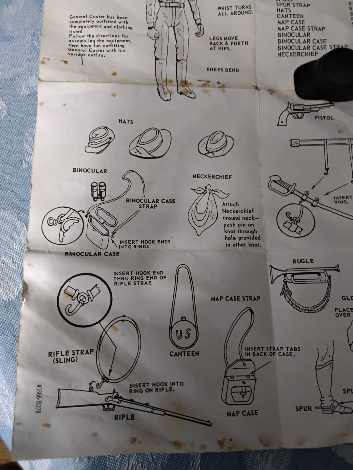 Original Marx General Custer, Equipment Manual, Bugle, & Hat Excellent Condition