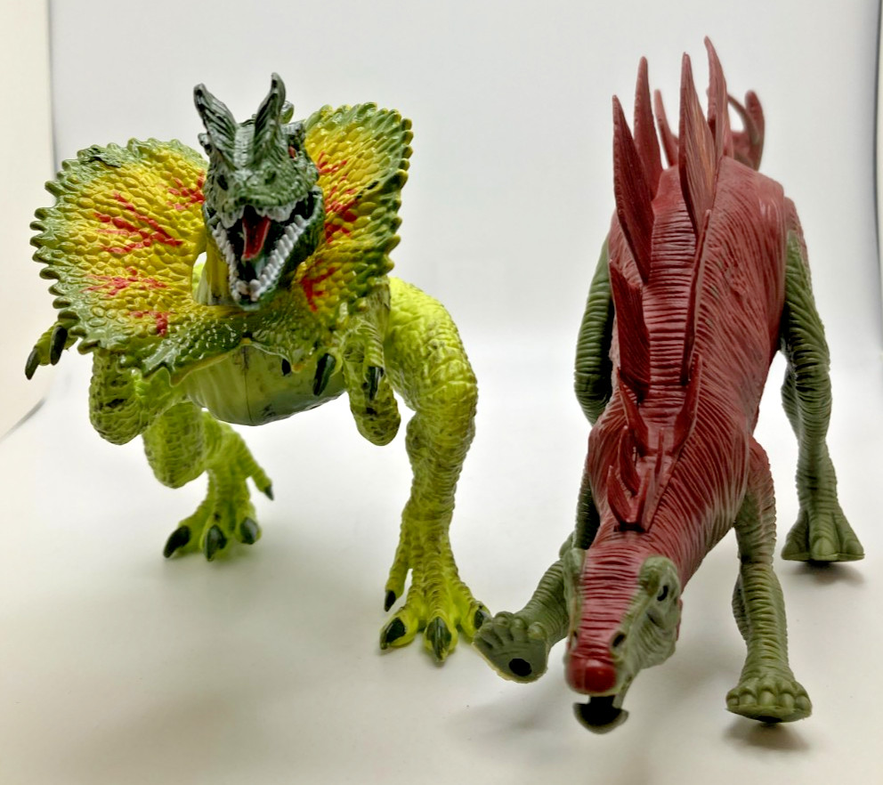 Kid Galaxy Dinosaurs Lights & Sounds Fully Poseable Lot of 2 Tested & Working