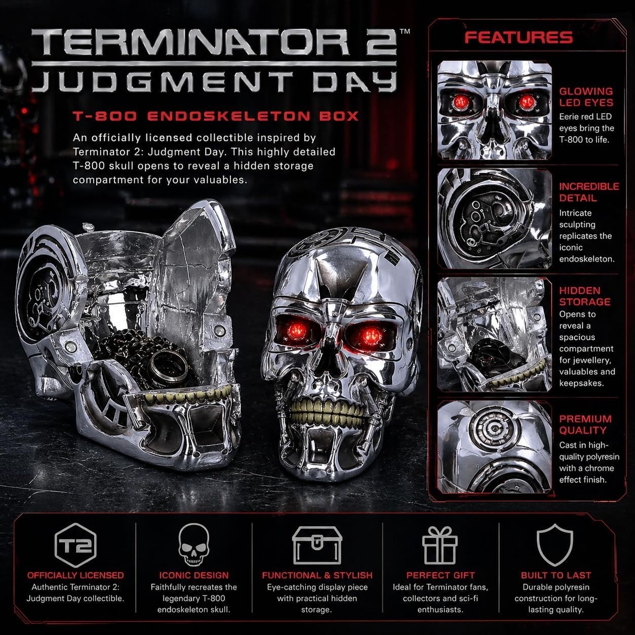Terminator T- Box 18cm Silver – Resin
