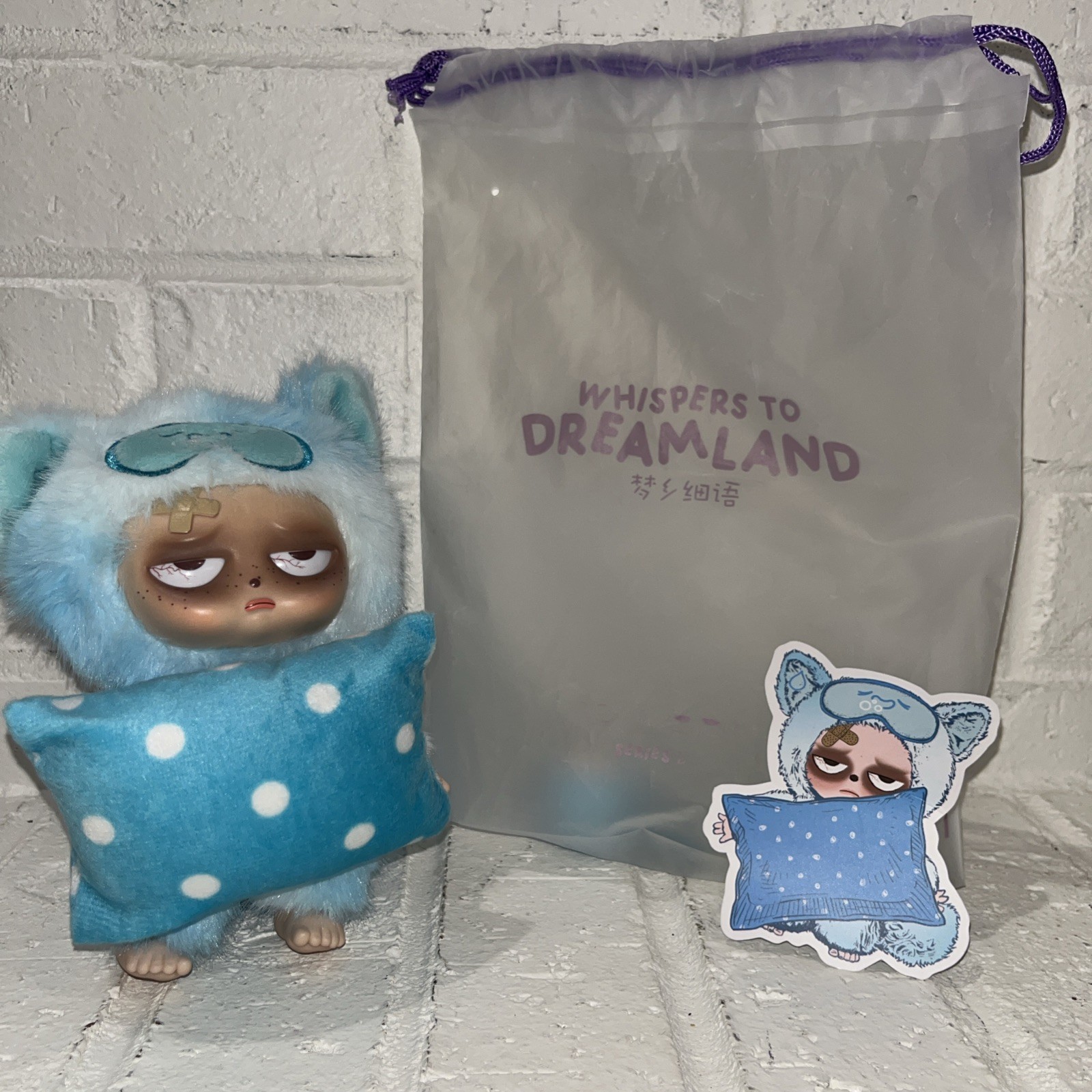 Sleepless Grumpipi Vinyl Face Plush JIONG JIONG Blue with Keychain