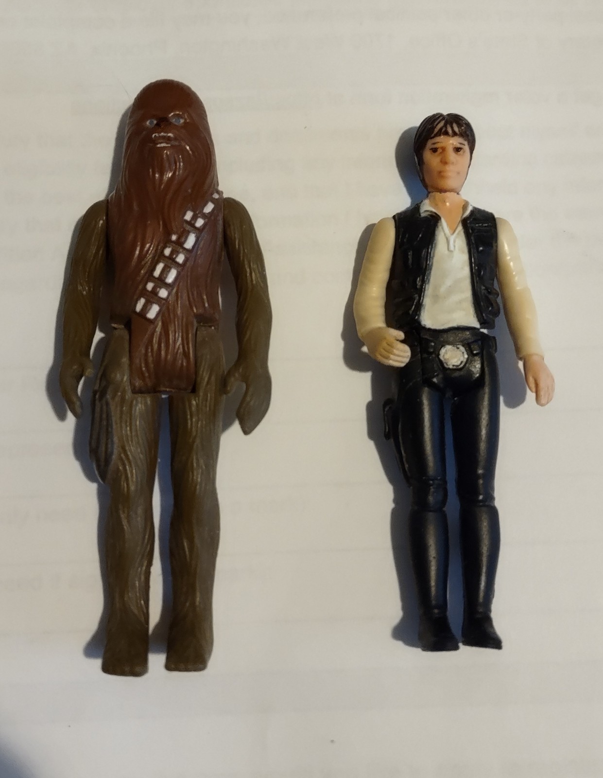 Vintage 1977 Kenner Han Solo and Chewbacca action figures