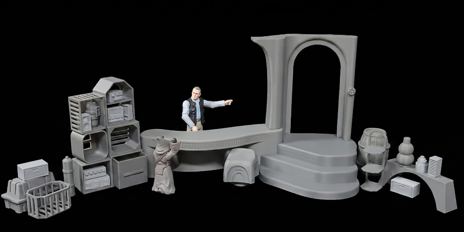 CUSTOM 1:18 JUNK SHOP W/JUNK 3.75&Prime; FIGURE DIORAMA ACCESSORIES STAR WARS SCI FI