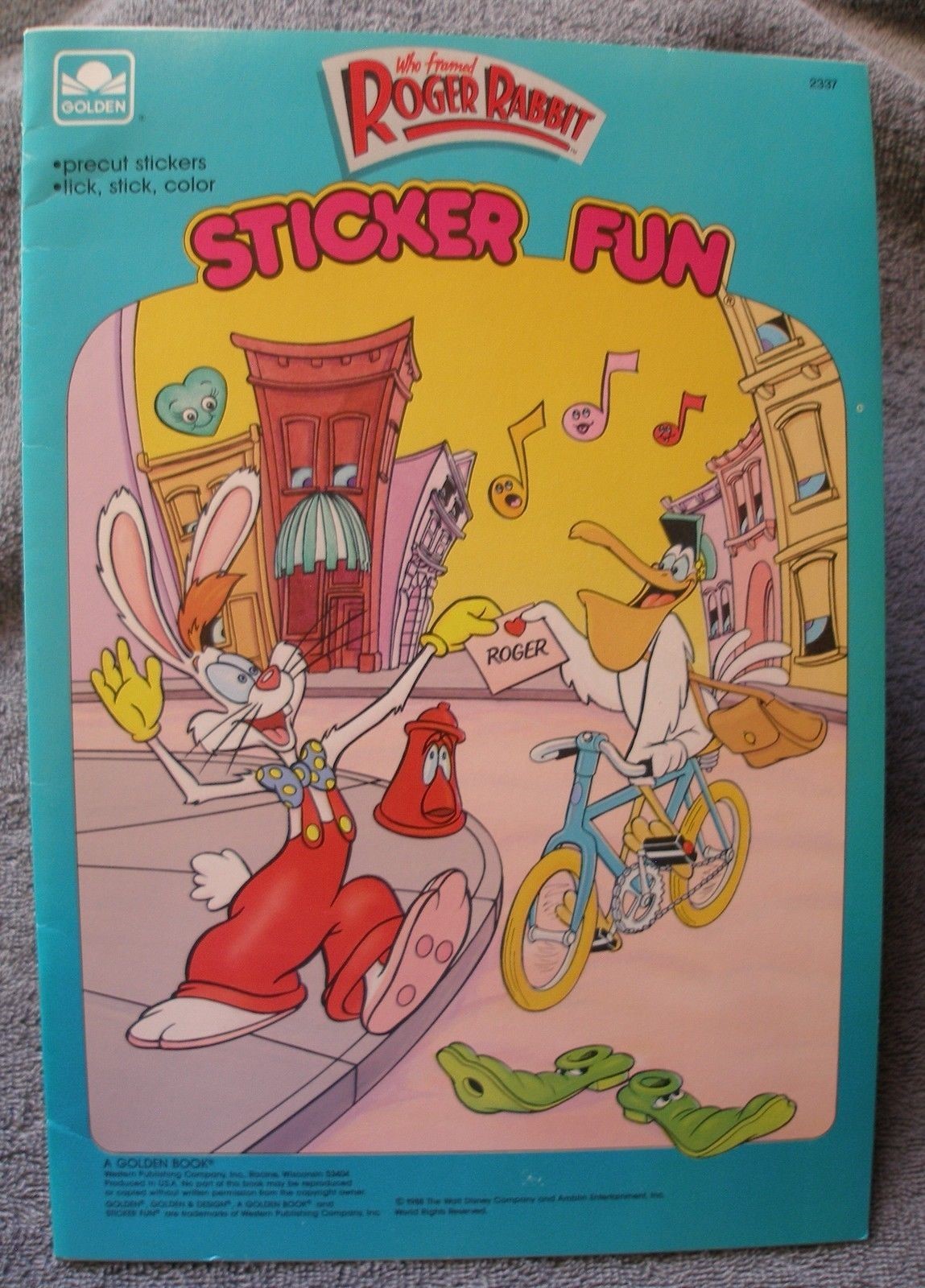 1988 Vintage Golden Books Who Frame Roger Rabbit Sticker Fun and Coloring Book