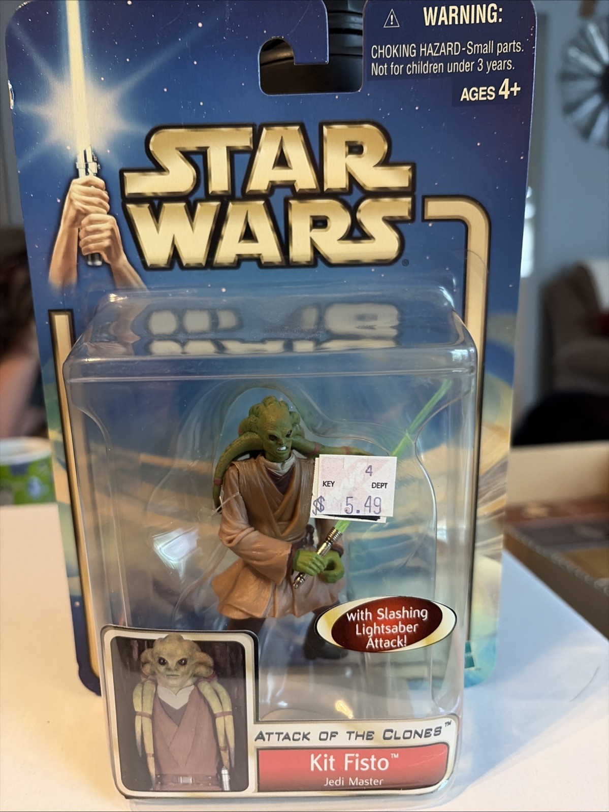 Star Wars Attack of the Clones KIT FISTO JEDI MASTER. 2002 Hasbro. Unopened.