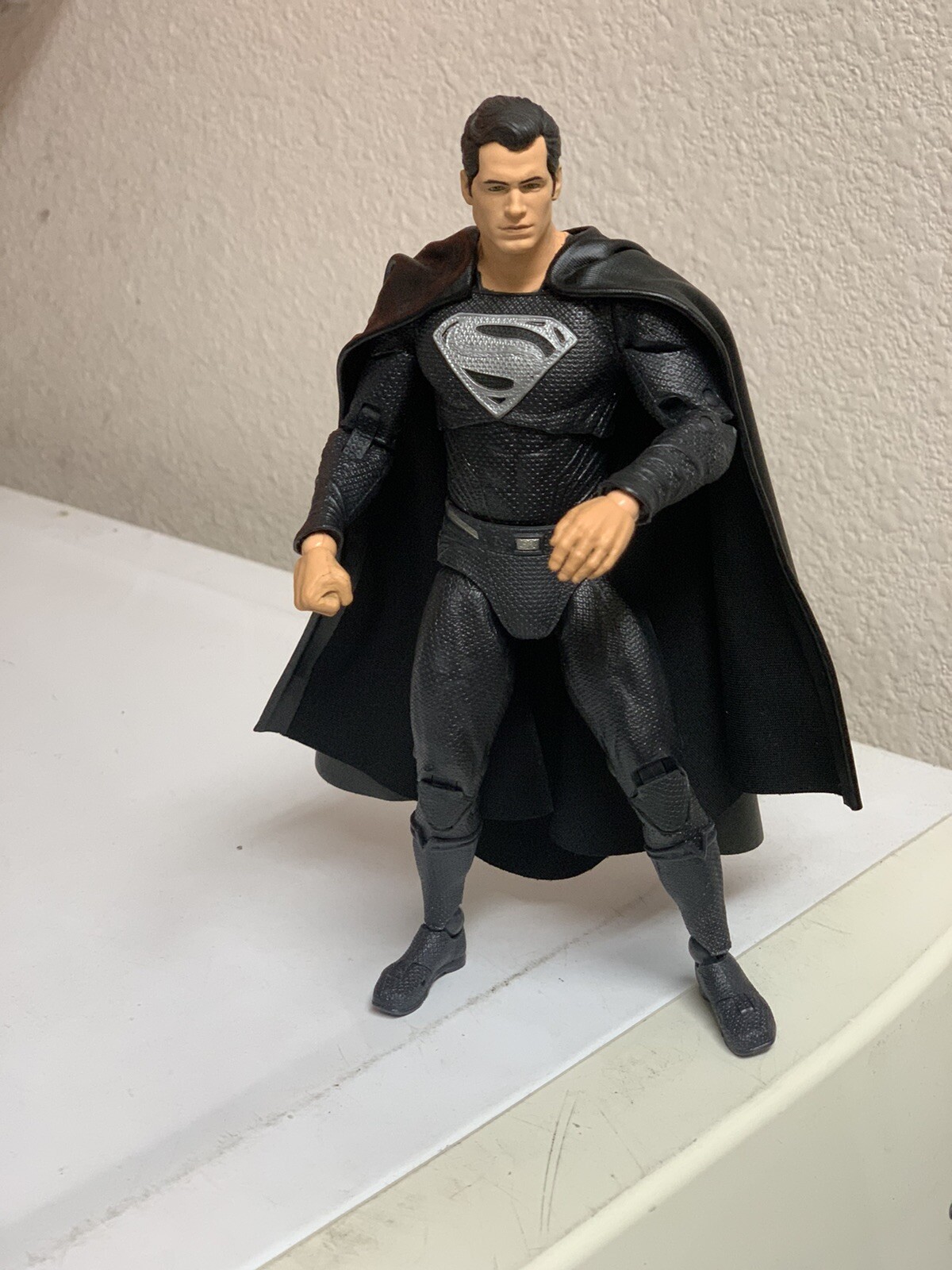 Custom Mcfarlane black wired leather superman cape 1/12 Dc Multiverse NOT FIGURE