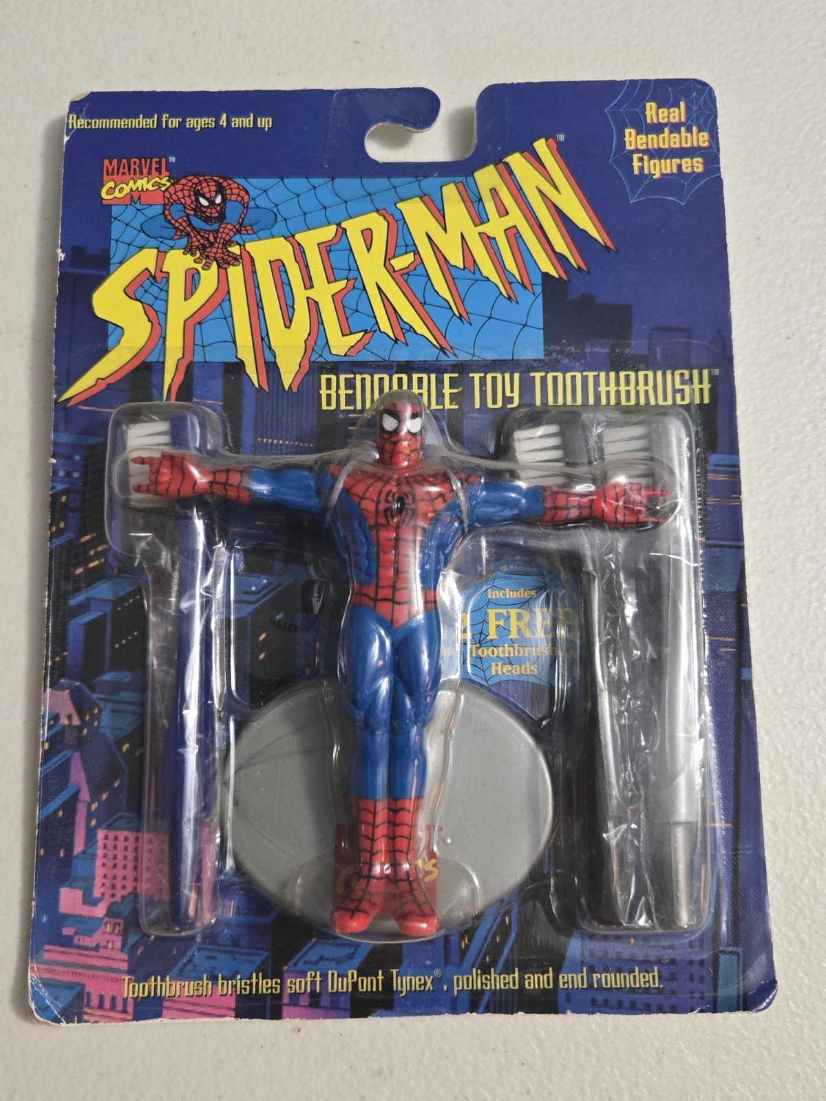 Vintage Marvel Comics Spiderman Super Heroes Bendable Toothbrush 1996 NEW NIP!!!
