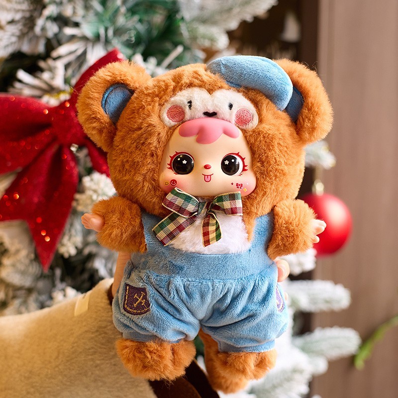 9&Prime; Large Blind Box Plush Doll Keychain US STOCK Animal Figure Overalls Toy Gift