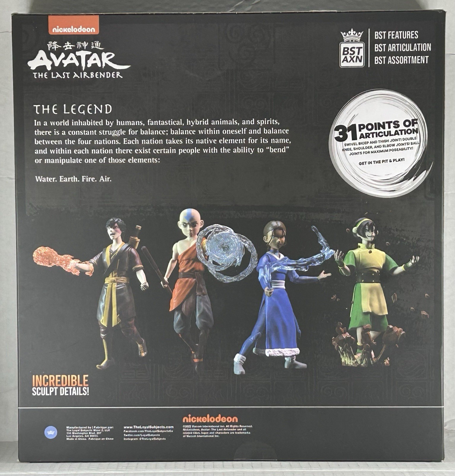Avatar The Last Airbender Elements BST AXN 5-inch Action Figure Anime 4-Pack NIB