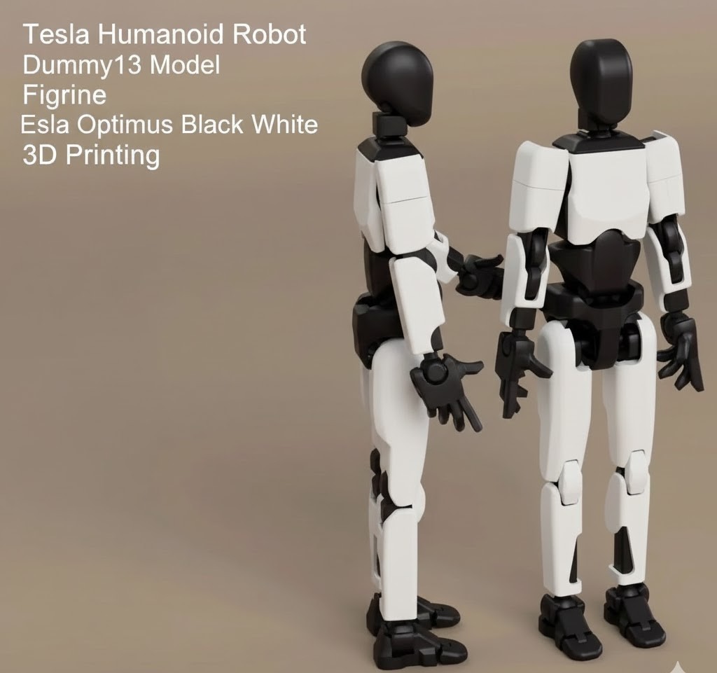 Tesla Humanoid Robot Dummy13 Model Figurine Esla Optimus Black White 3D Printing