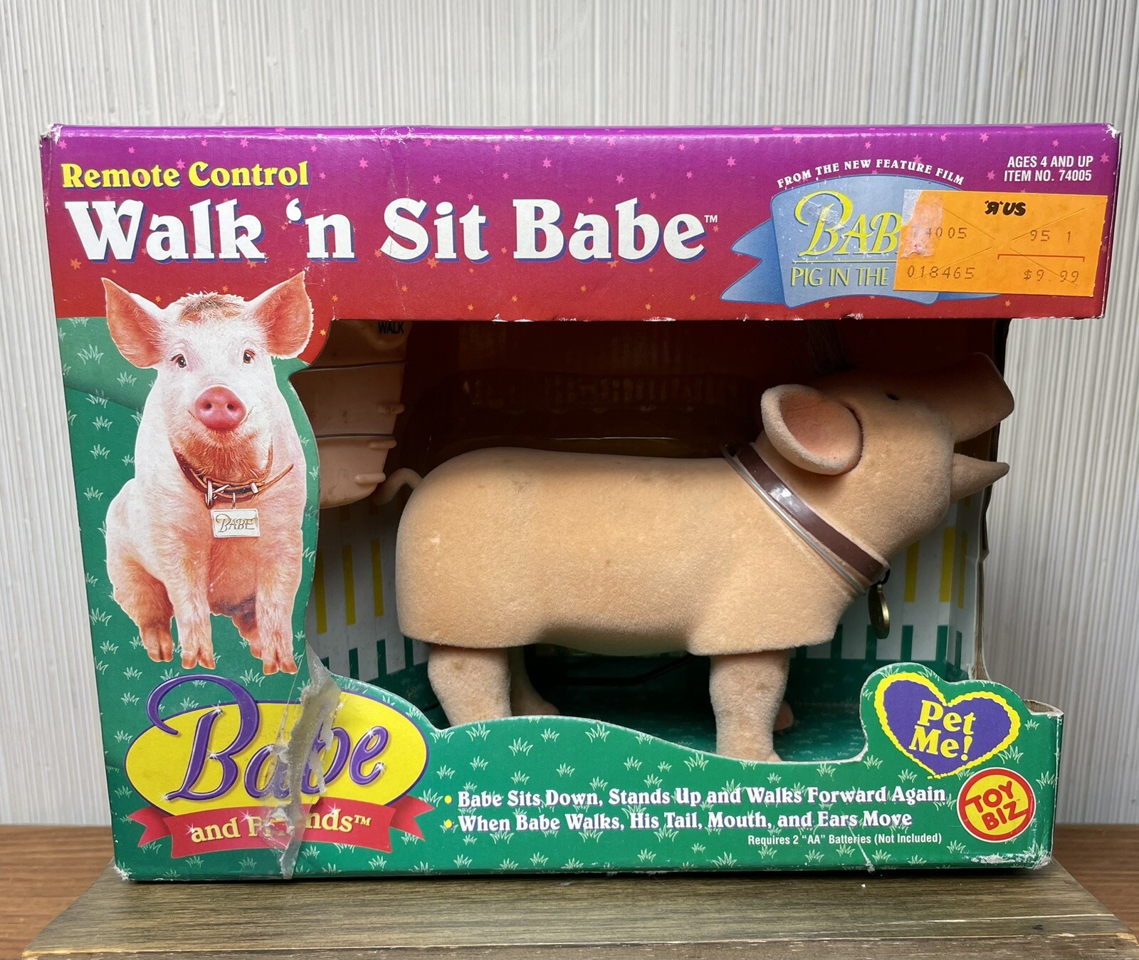 Vintage 90s Babe Remote Control Walk ‘n Sit Pig Toy in Box Babe & Friends Farm