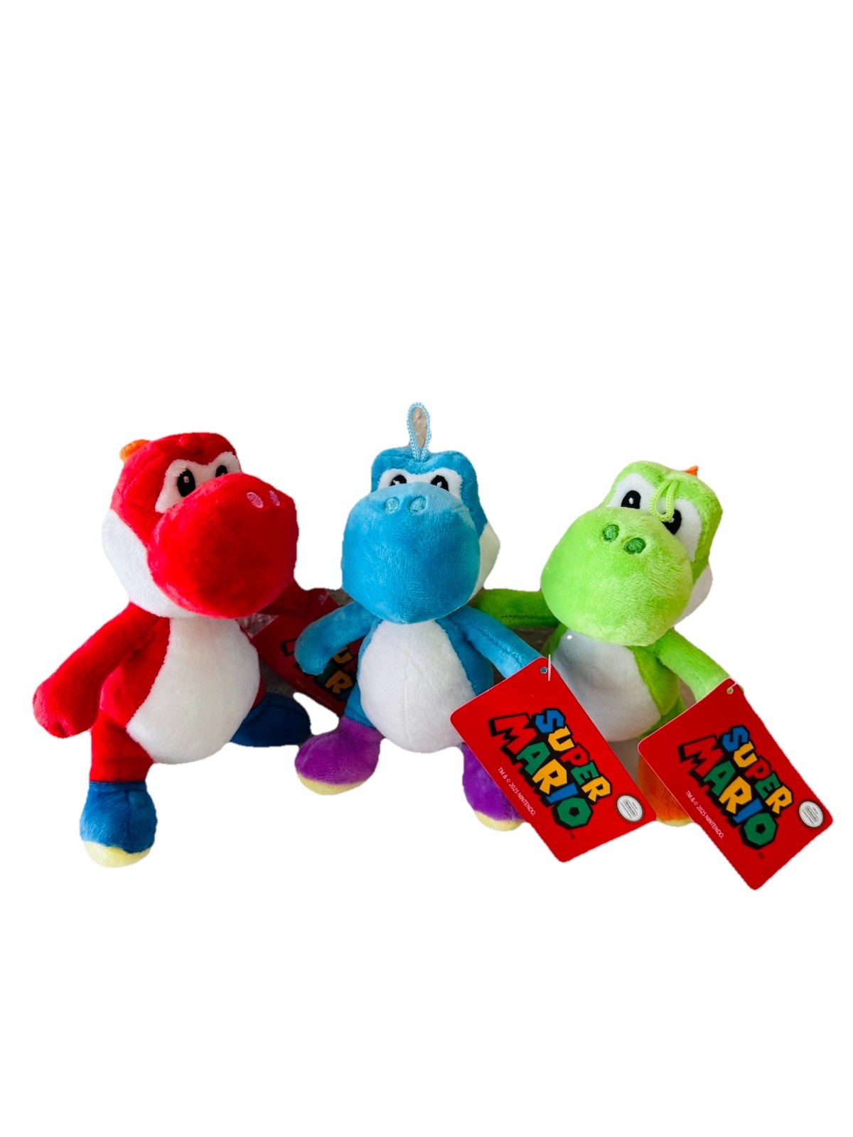 Set Of 3 Super Mario World Plush Green, Blue & Red Yoshi Soft Toy 7” NEW!