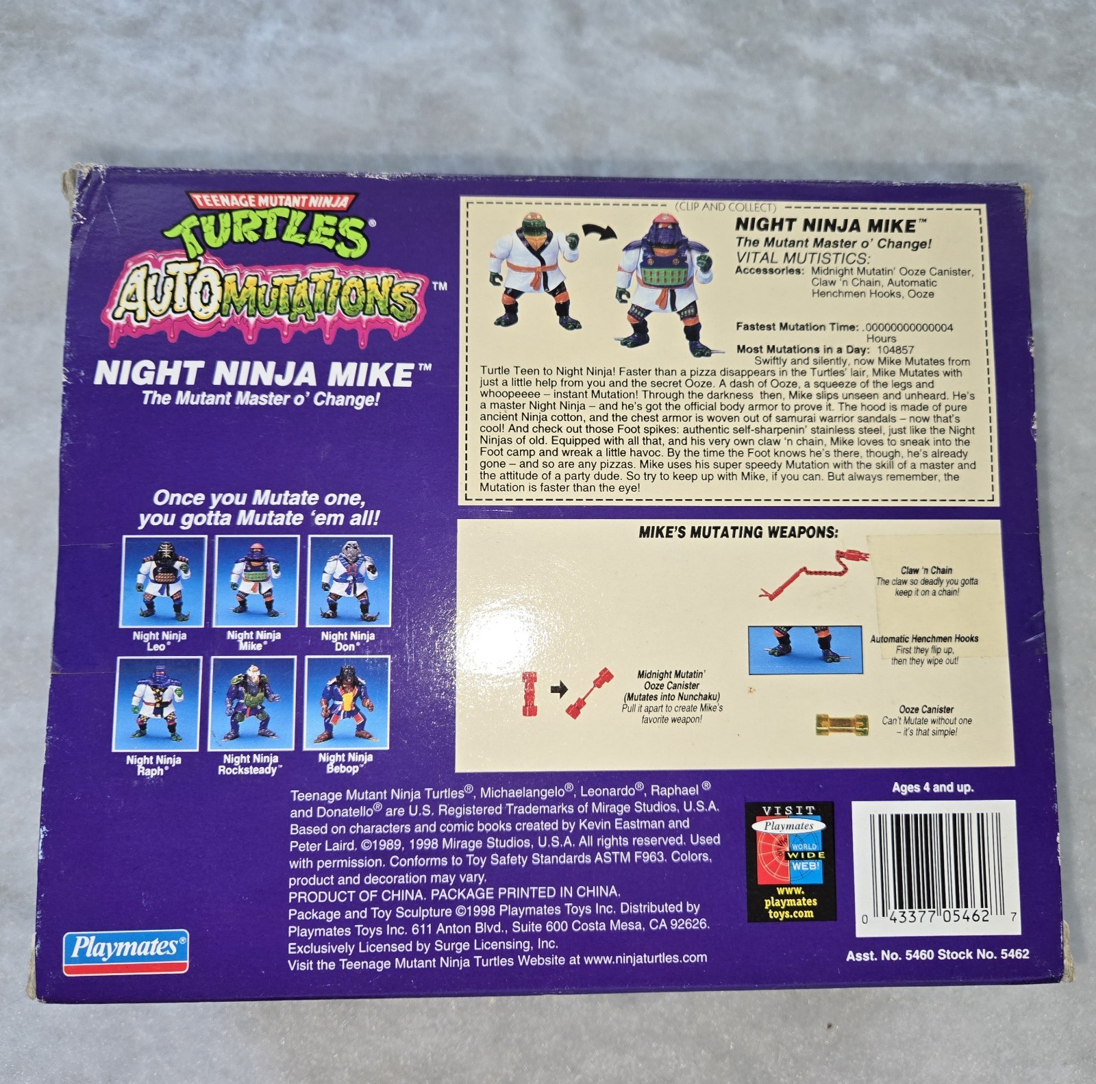 Night Ninja Mike Michaelangelo TMNT NINJA TURTLES 1998 Automutations