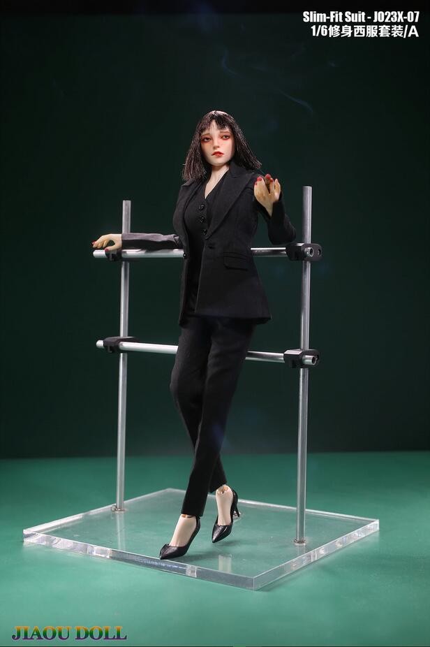 1/6 JO23X-07A Black Slim Suit Coat Trousers Vest Clothes Fit 12 » Female Figure
