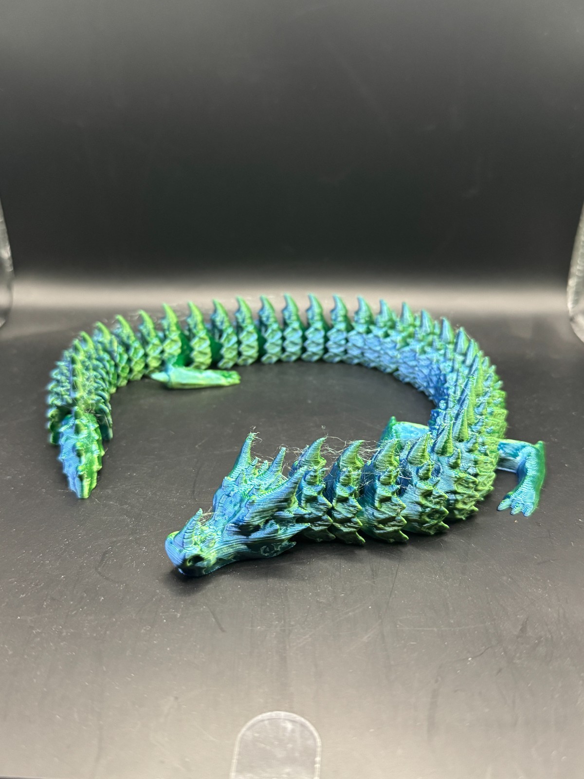 14&Prime; Articulated Dragon 3D Printed Blue Green PLA Flexi Dragon Figure