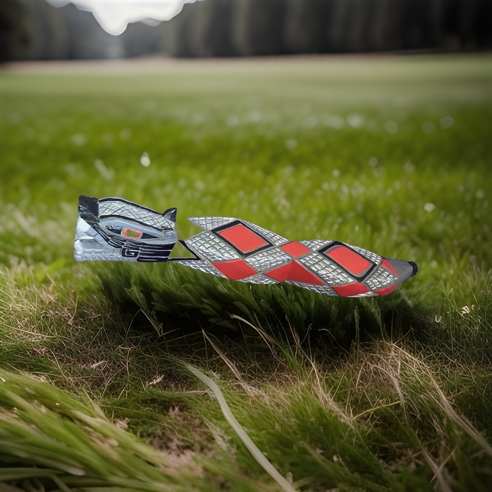 Articulated 3D Printed Snake – Sci-Fi Cyberpunk Dragon Fidget Toy – Red/Silver