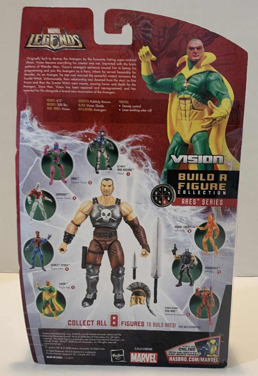 NEW 2008 Hasbro Marvel Legends Vision BAF Ares Series 6&Prime; Action Figure