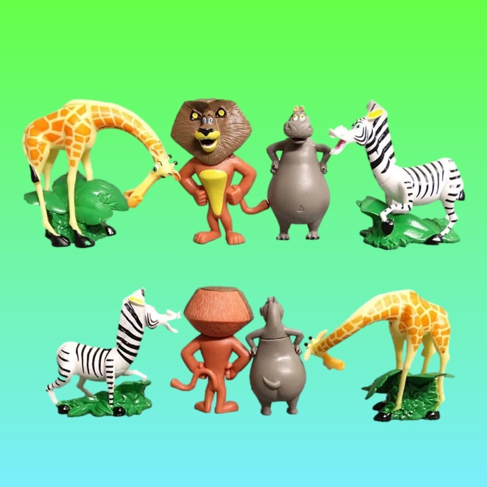 Madagascar Collection 4 pcs Alex, Marty, Melman and Gloria Figures Toys Gifts