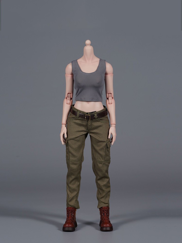 AFS TOYS 1/6 Green Combat work pants vests belts Suit Fit 12 » Female Figure Toy