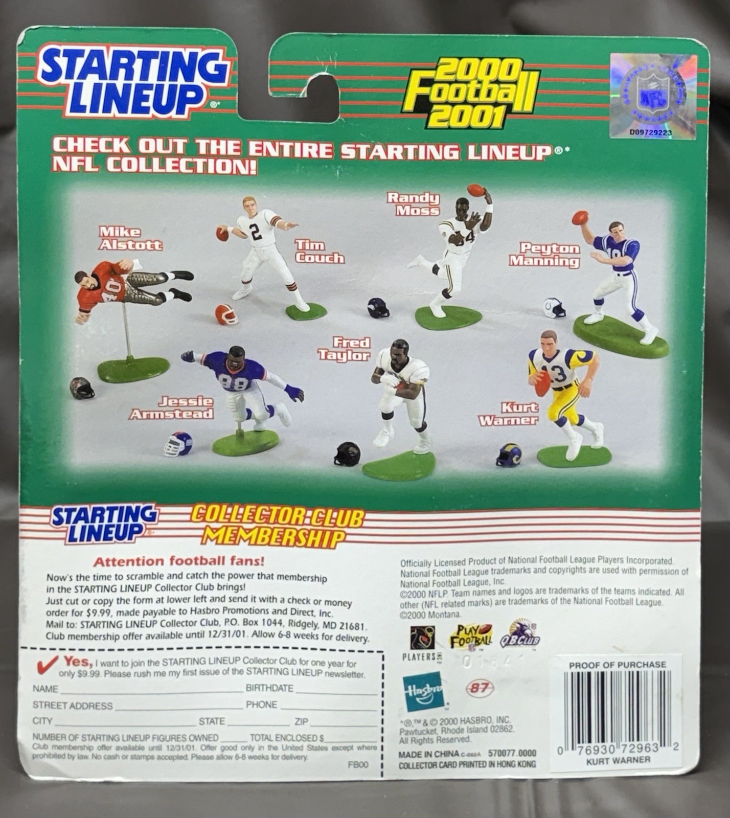 Kurt Warner St Louis Rams 2000-2001 NFL Starting Lineup With Card Hasbro