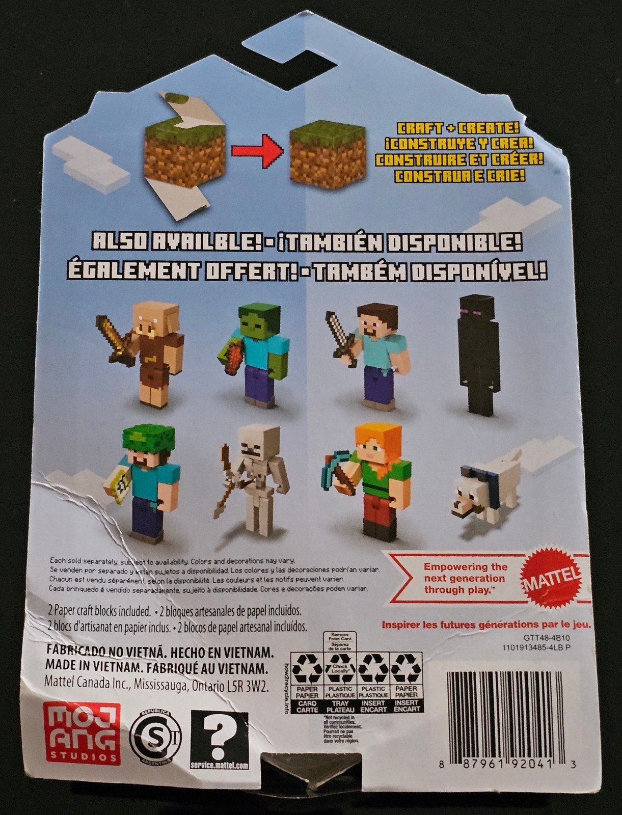 2021 Minecraft Craft-a-Block Action Figure: WOLF (Blue Collar) NEW IN BOX