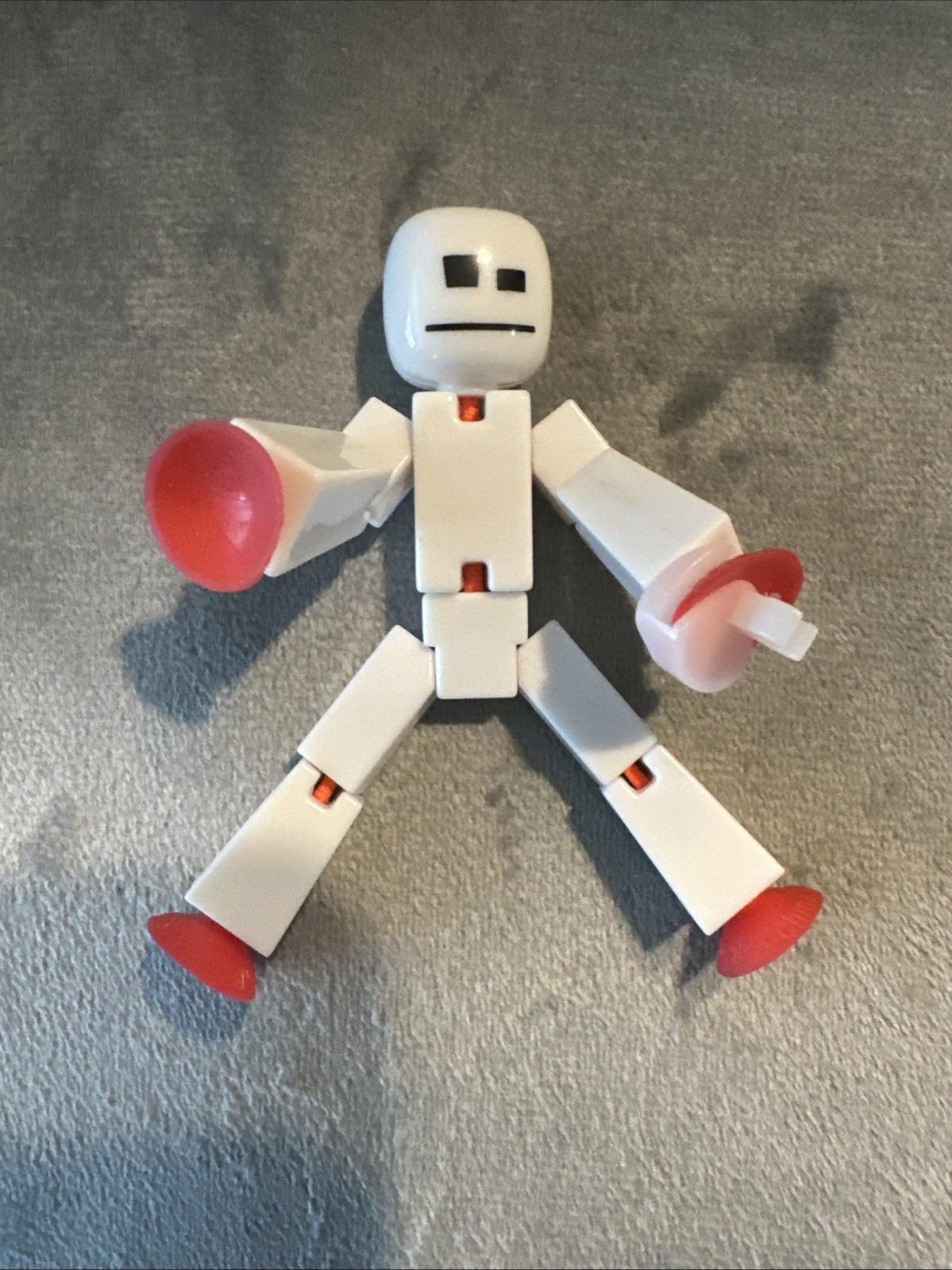 White Zing StikBot White with Red Hands Suction Cups VERY HARD TO FIND *RARE*