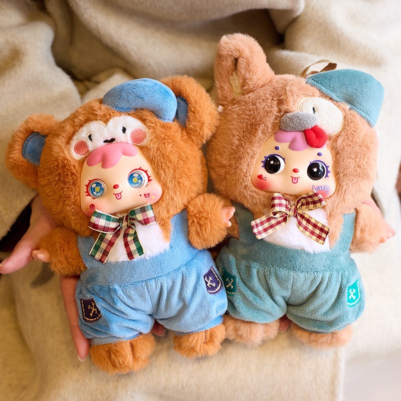 9&Prime; Large Blind Box Plush Doll Keychain US STOCK Animal Figure Overalls Toy Gift