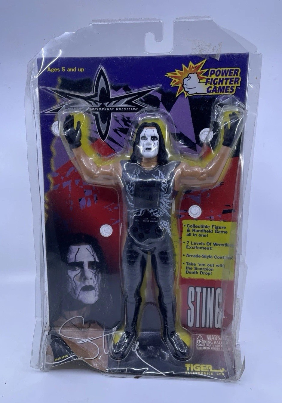 STING ACTION FIGURE Electronic WCW Wrestling Power Fighter TIGER 1999 HASBRO