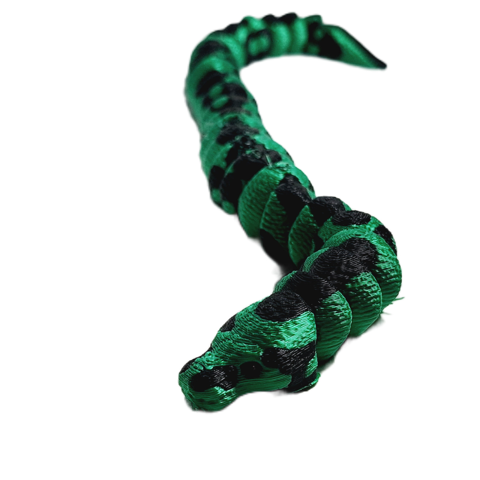 FlexiMech Green Ball Python Articulated 11&Prime; Long 3d Printed Snake Fidget Toy