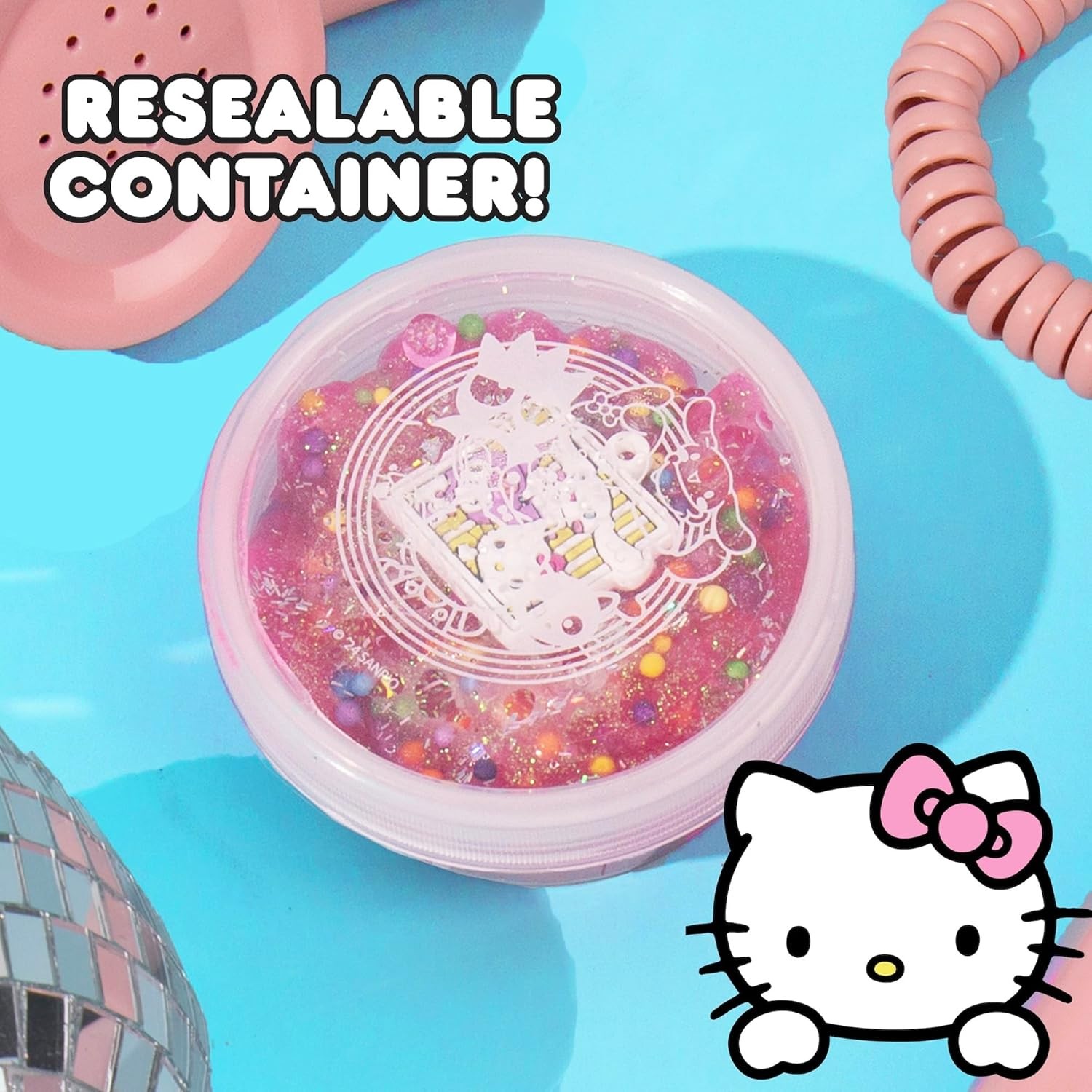 Hello Kitty and Friends SLIMYGLOOP Mix&rsquo;EMS, Pink Glitter Slime, Collectible…