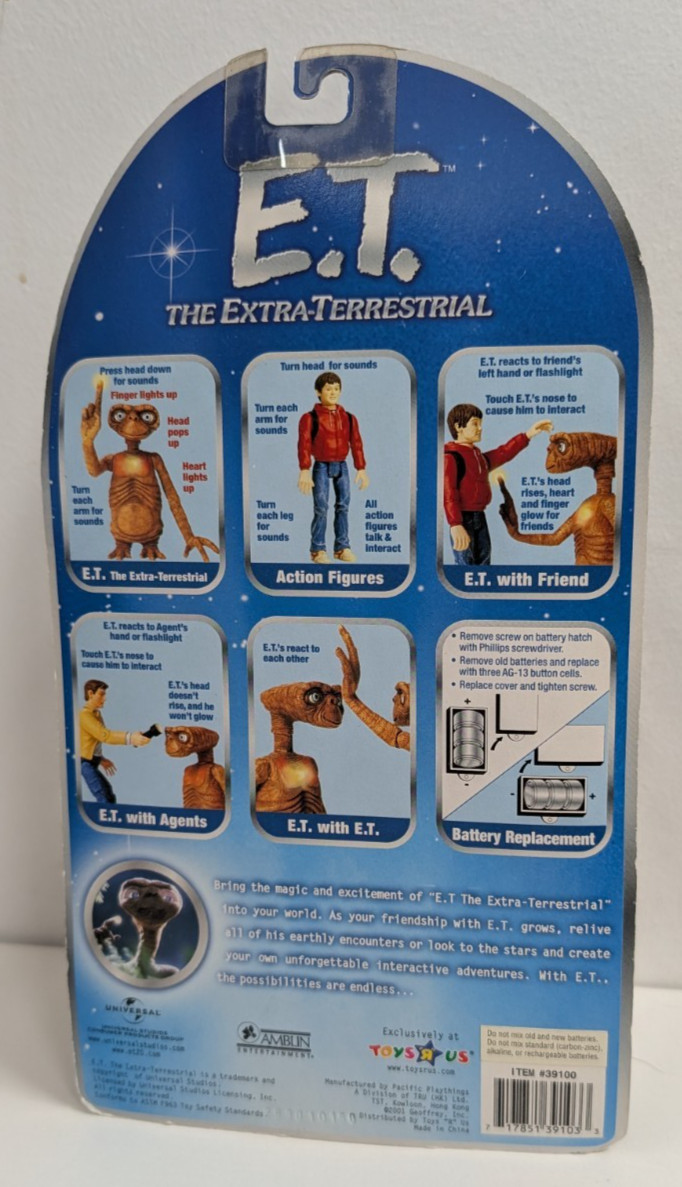 E.t. the Extra-Terrestrial Interactive Figure Toys R Us Exclusive + Dress New B