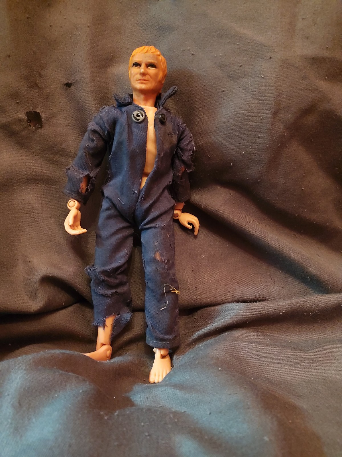 Articulated Action Figure Blue Beige Plastic Fabric With Clothes Toy