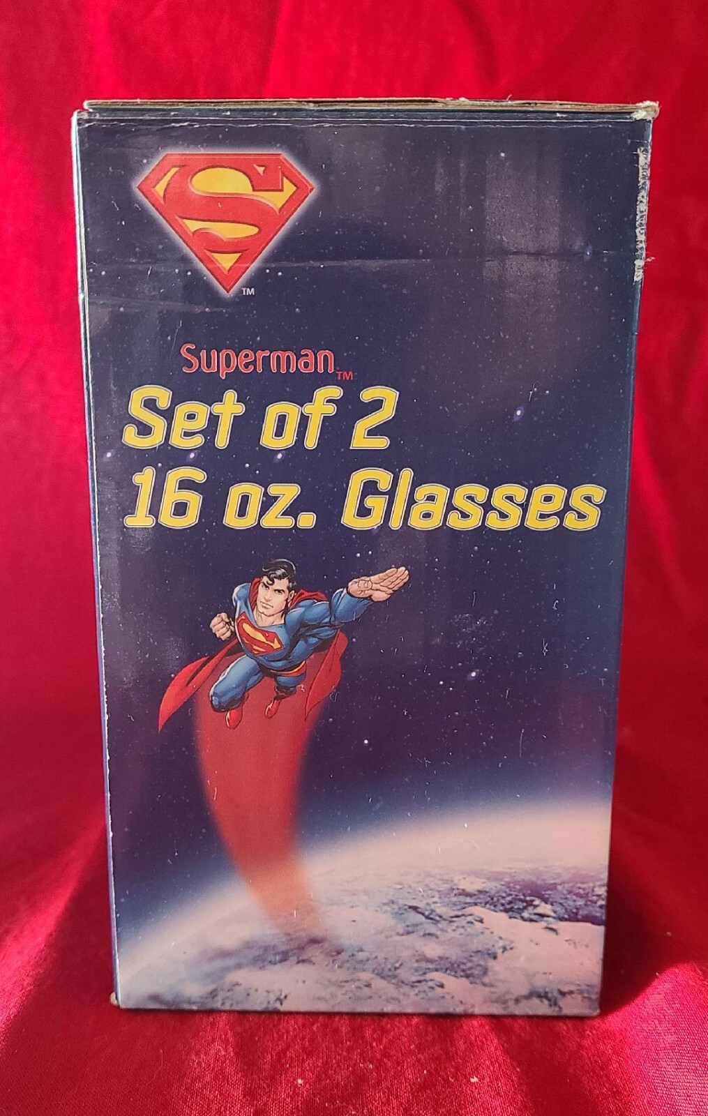 DC COMICS SUPERMAN DRINKING GLASS SET/2 16OZ VANDOR