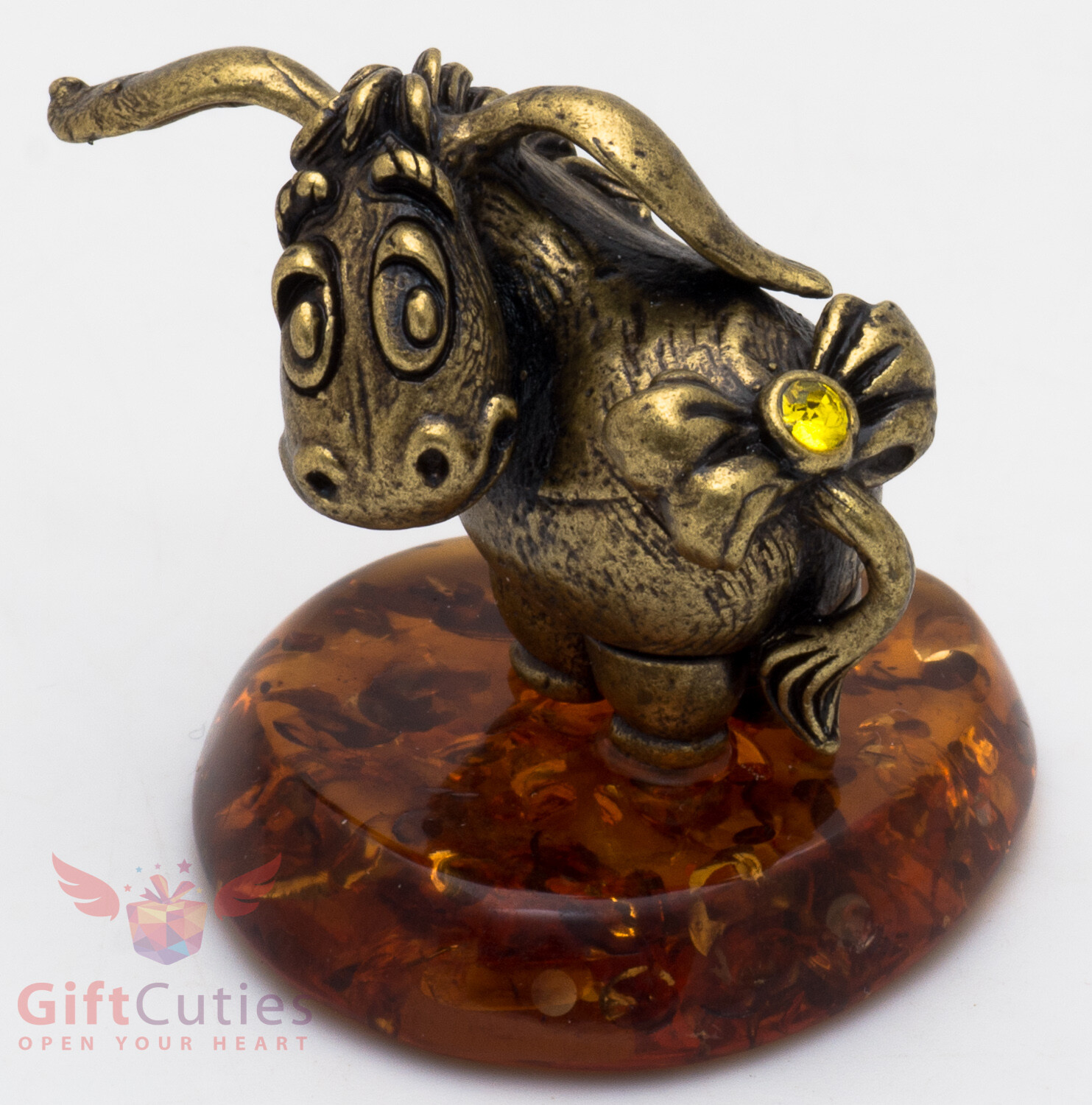 Solid Brass Amber Figurine Winnie the Pooh Eeyore Donkey Ослик Иа IronWork
