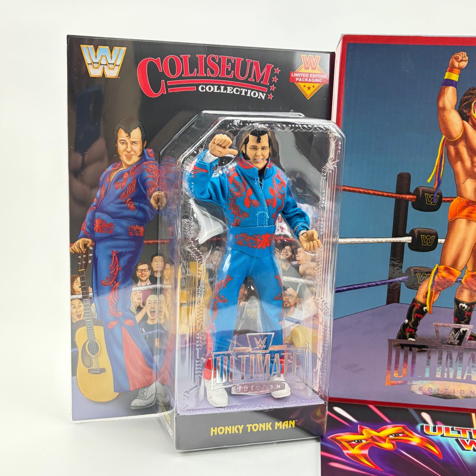 WWE Coliseum Collection Ultimate Warrior & Honky Tonk Man Figures Black Card New